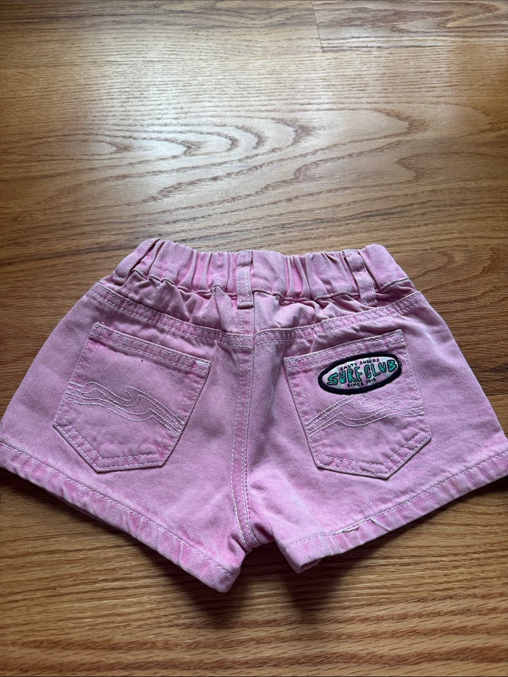 Kids Pink Elastic Waist Shorts with Surf Club Patch